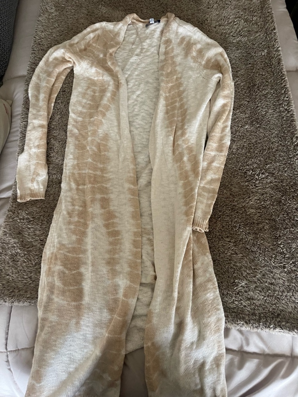 Tie-Dye Cardigan - Beige and Cream